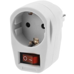 Plug 220VAC White Schuko with Switch